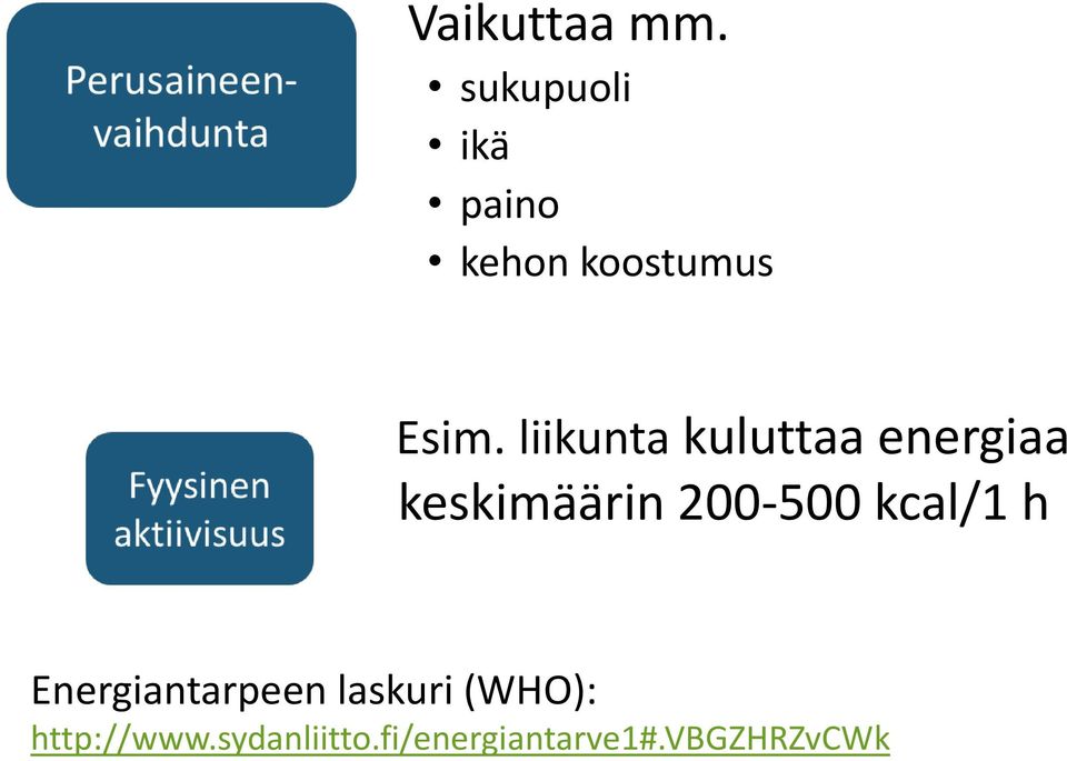 liikunta kuluttaa energiaa keskimäärin 200-500