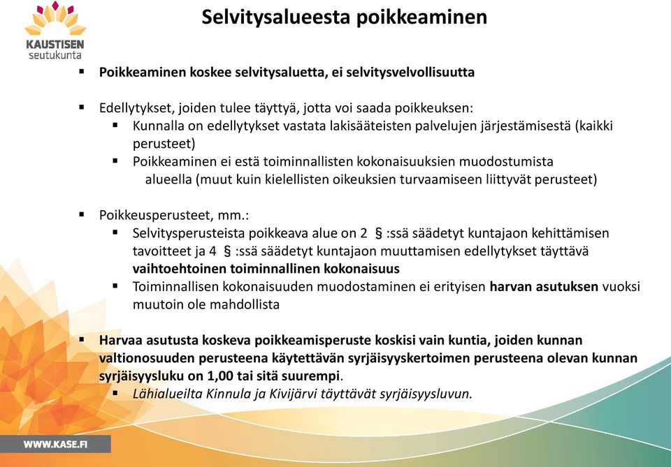 perusteet) Poikkeusperusteet, mm.