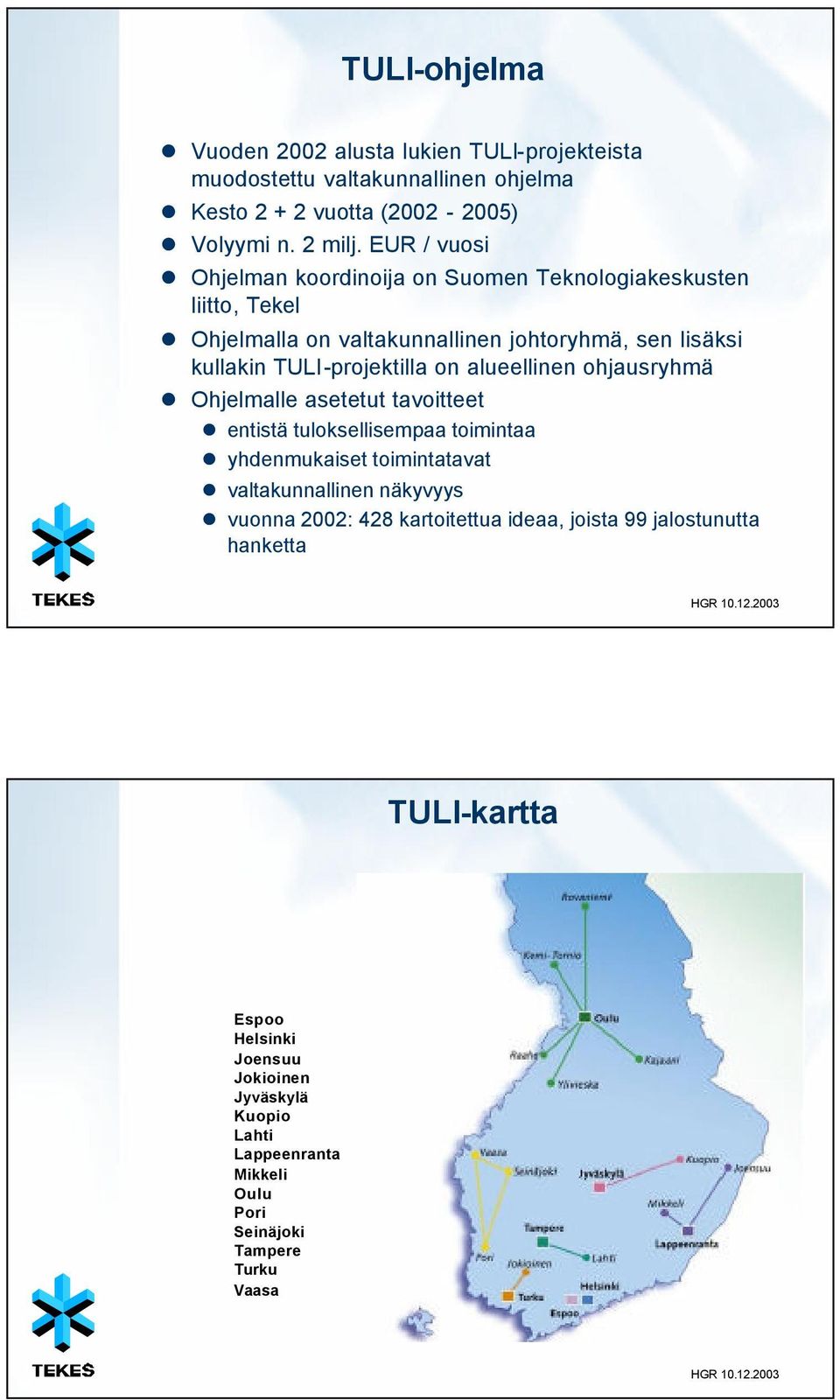 alueellinen ohjausryhmä Ohjelmalle asetetut tavoitteet entistä tuloksellisempaa toimintaa yhdenmukaiset toimintatavat valtakunnallinen näkyvyys vuonna 2002: 428