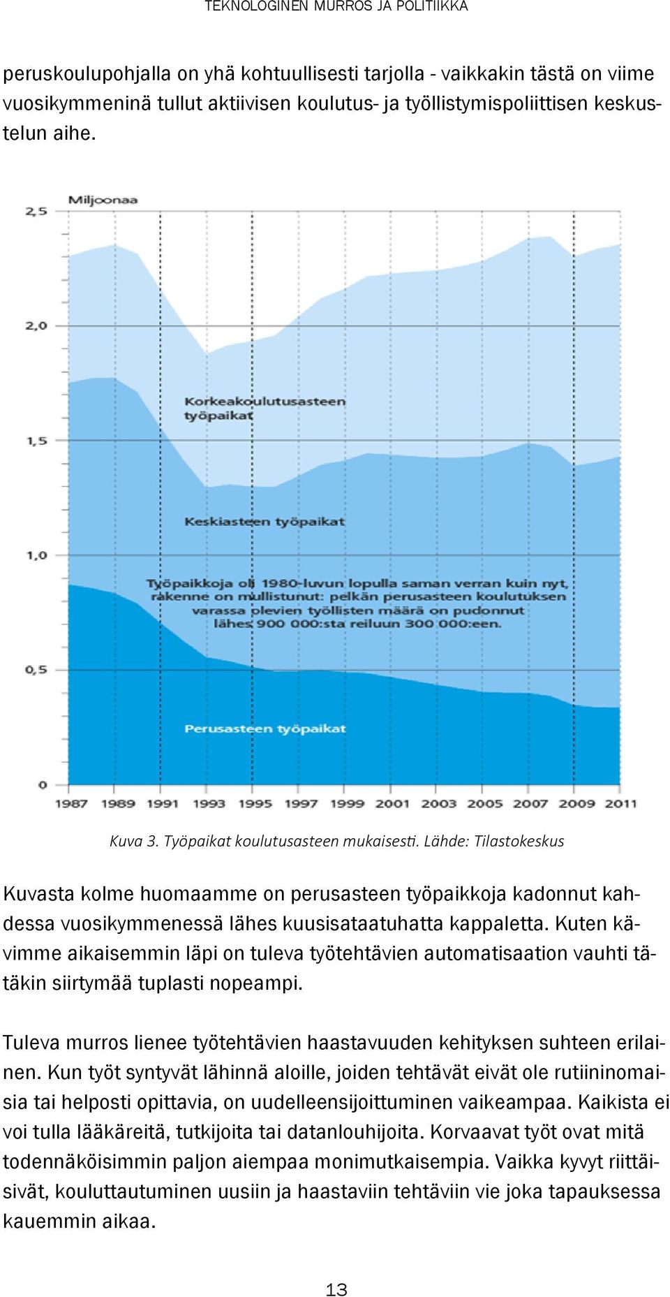 Kuten kävimme aikaisemmin läpi on tuleva työtehtävien automatisaation vauhti tätäkin siirtymää tuplasti nopeampi. Tuleva murros lienee työtehtävien haastavuuden kehityksen suhteen erilainen.