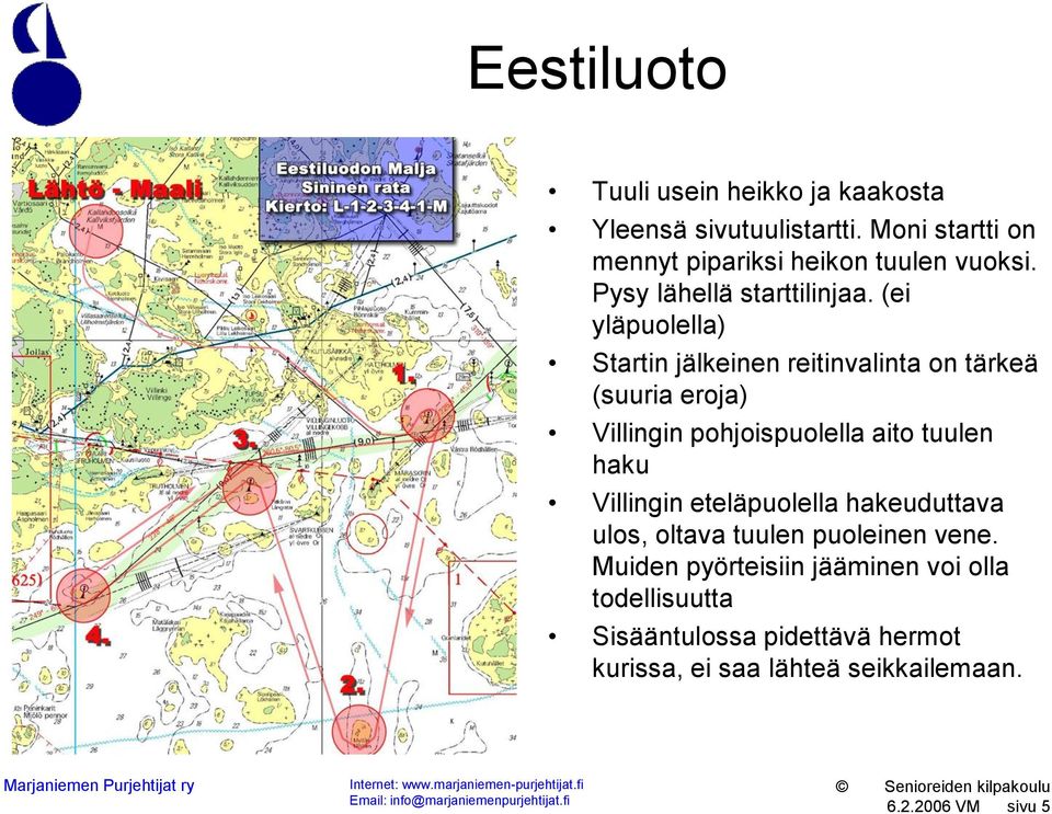 (ei yläpuolella) Startin jälkeinen reitinvalinta on tärkeä (suuria eroja) Villingin pohjoispuolella aito tuulen haku