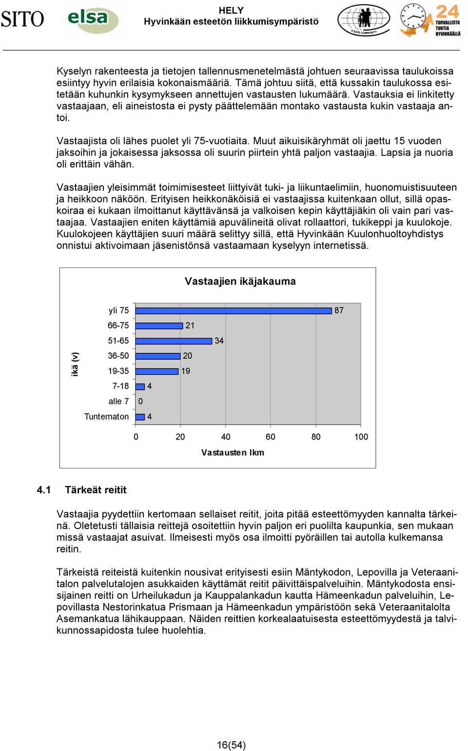 Vastausia ei linitetty vastaajaan, eli aineistosta ei pysty päättelemään montao vastausta uin vastaaja antoi. Vastaajista oli lähes puolet yli -vuotiaita.