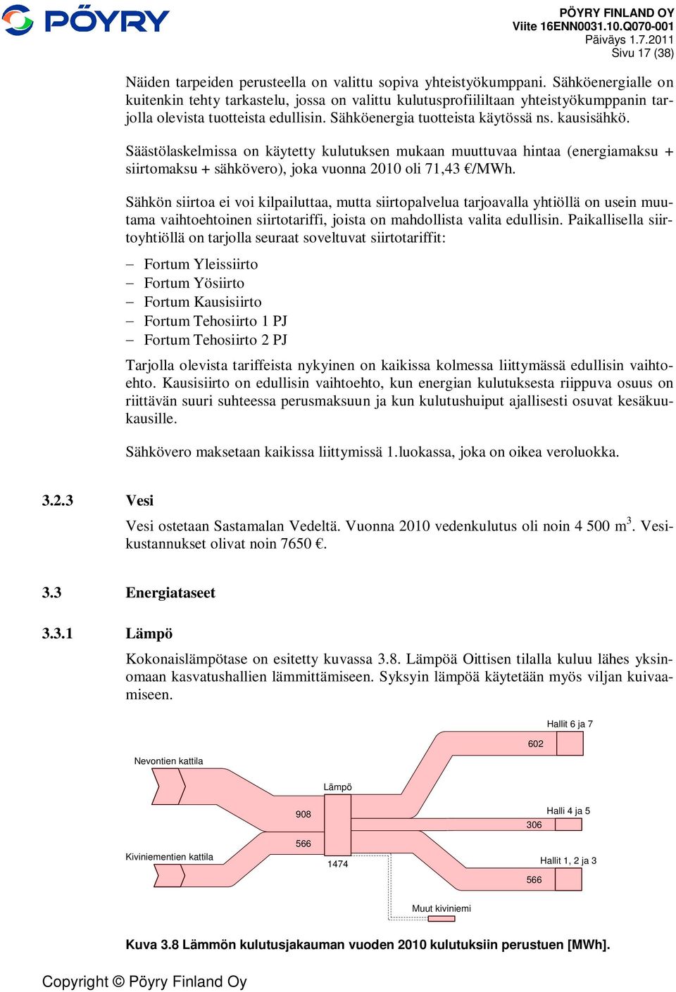 Säästölaskelmissa on käytetty kulutuksen mukaan muuttuvaa hintaa (energiamaksu + siirtomaksu + sähkövero), joka vuonna 21 oli 71,43 /MWh.