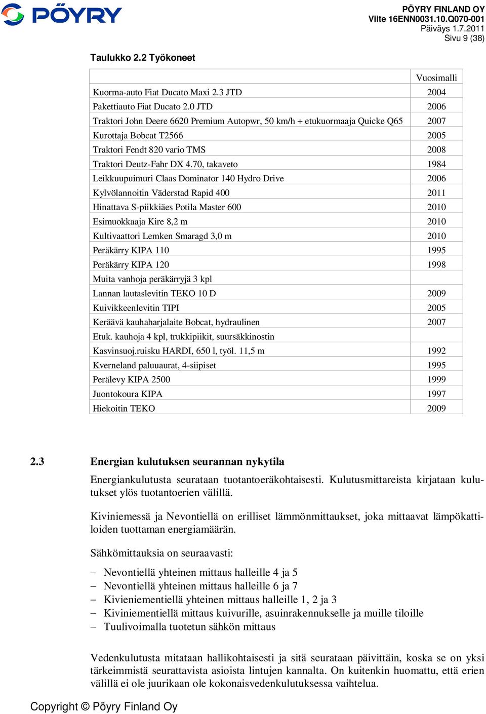 7, takaveto 1984 Leikkuupuimuri Claas Dominator 14 Hydro Drive 26 Kylvölannoitin Väderstad Rapid 4 211 Hinattava S-piikkiäes Potila Master 6 21 Esimuokkaaja Kire 8,2 m 21 Kultivaattori Lemken Smaragd