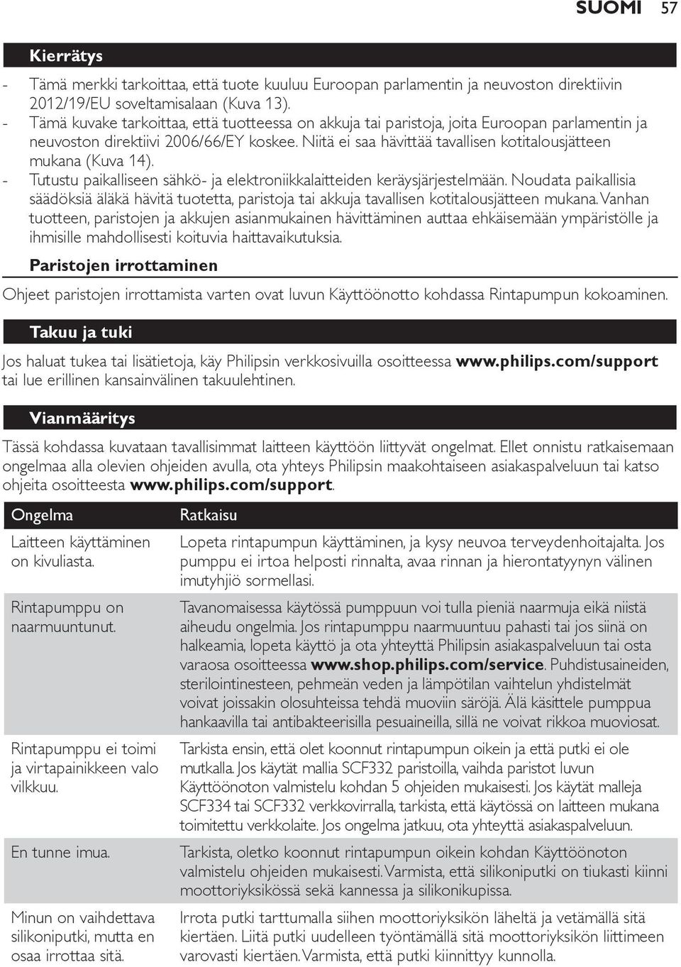 Niitä ei saa hävittää tavallisen kotitalousjätteen mukana (Kuva 14). Tutustu paikalliseen sähkö- ja elektroniikkalaitteiden keräysjärjestelmään.