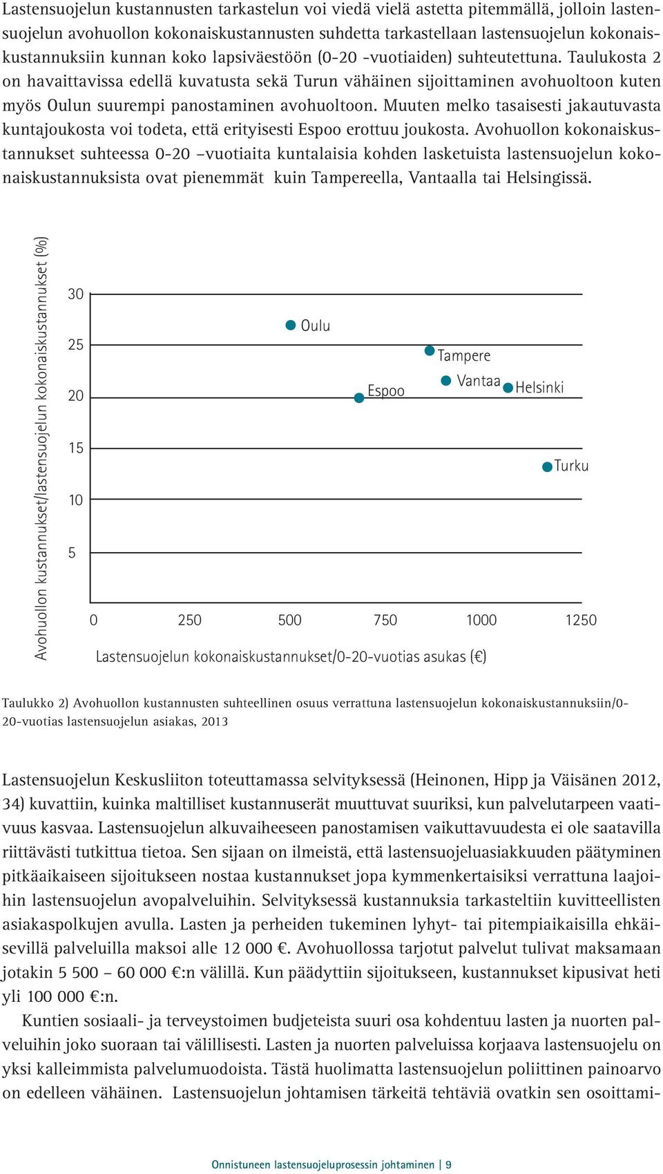 Muuten melko tasaisesti jakautuvasta kuntajoukosta voi todeta, että erityisesti Espoo erottuu joukosta.