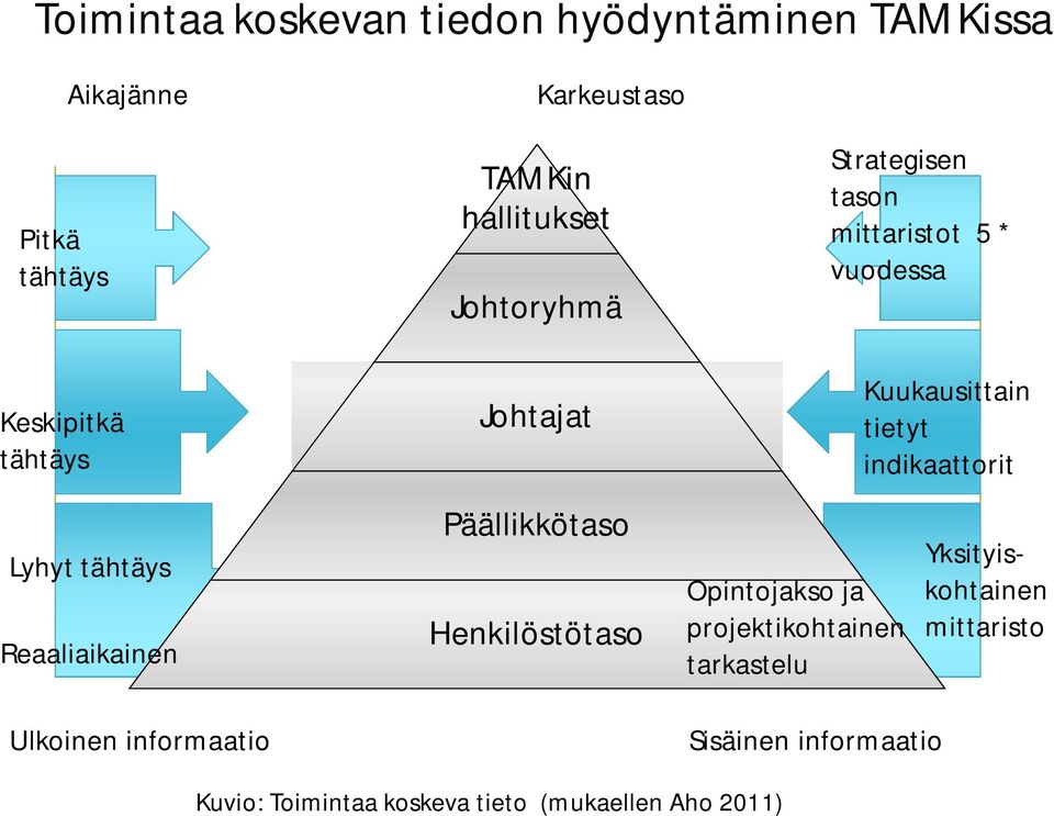 informaatio Johtajat Päällikkötaso Henkilöstötaso Opintojakso ja projektikohtainen tarkastelu Sisäinen