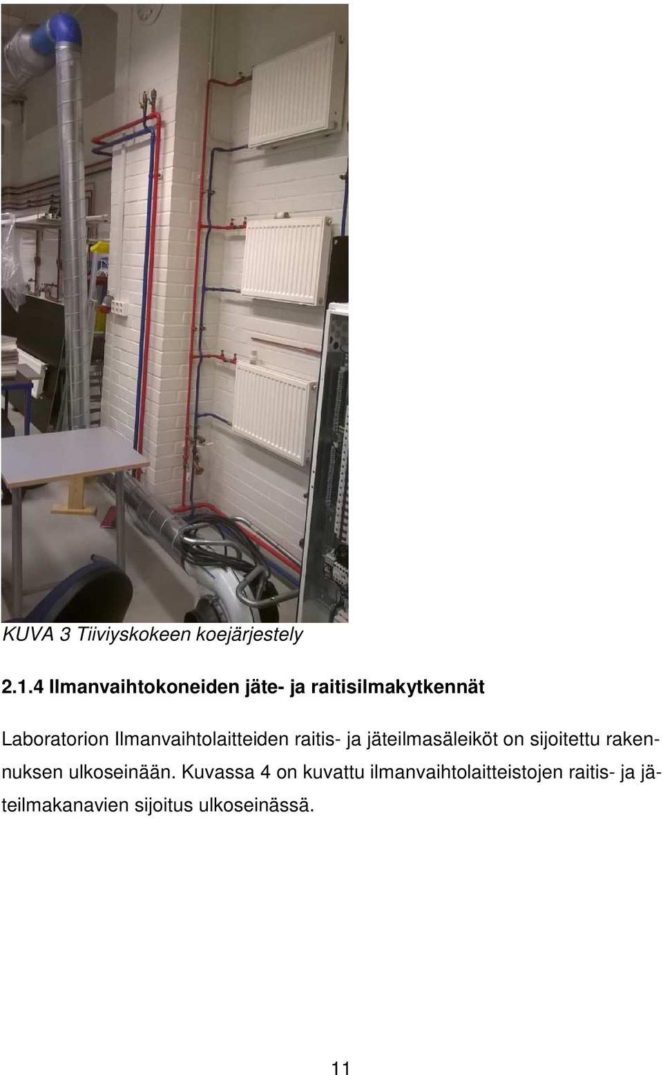 Ilmanvaihtolaitteiden raitis- ja jäteilmasäleiköt on sijoitettu