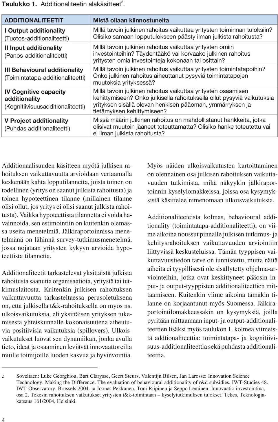 capacity additionality (Kognitiivisuusadditionaliteetti) V Project additionality (Puhdas additionaliteetti) Mistä ollaan kiinnostuneita Millä tavoin julkinen rahoitus vaikuttaa yritysten toiminnan