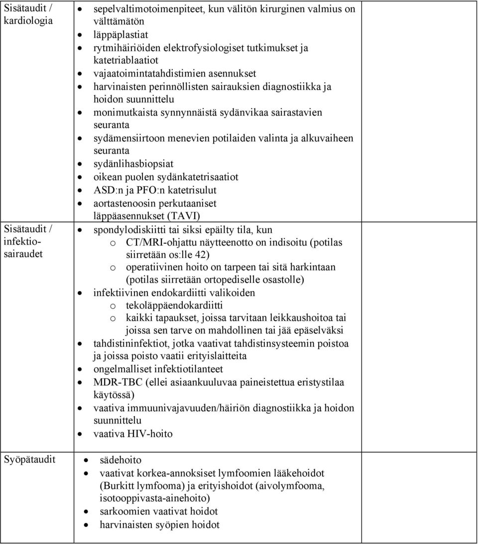 sydämensiirtoon menevien potilaiden valinta ja alkuvaiheen seuranta sydänlihasbiopsiat oikean puolen sydänkatetrisaatiot ASD:n ja PFO:n katetrisulut aortastenoosin perkutaaniset läppäasennukset