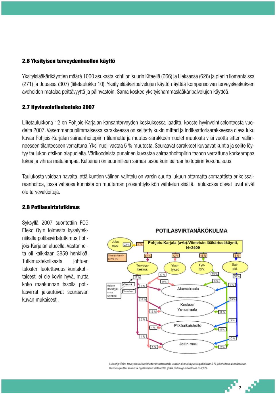 7 Hyvinvointiselonteko 2007 Liitetaulukkona 12 on Pohjois-Karjalan kansanterveyden keskuksessa laadittu kooste hyvinvointiselonteosta vuodelta 2007.