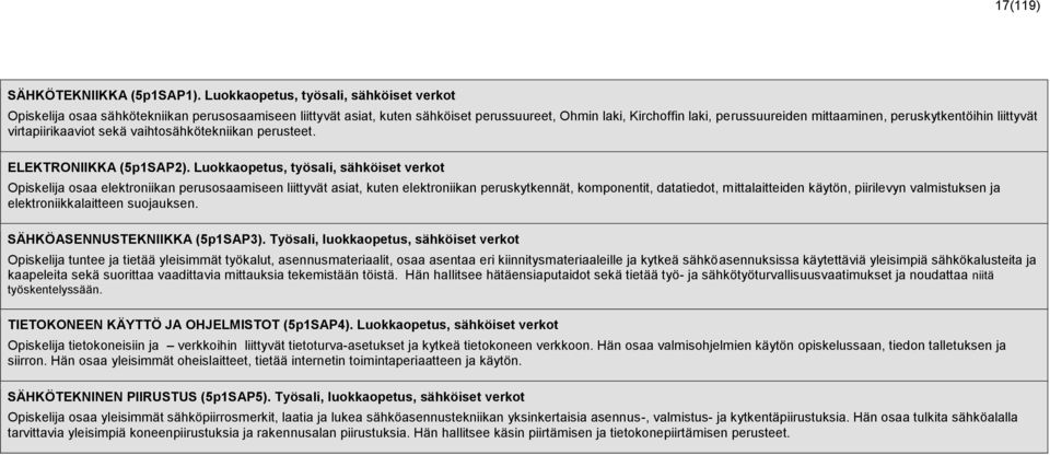 peruskytkentöihin liittyvät virtapiirikaaviot sekä vaihtosähkötekniikan perusteet. ELEKTRONIIKKA (5p1SAP2).