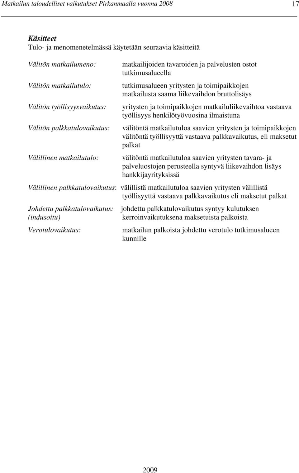 vastaava työllisyys henkilötyövuosina ilmaistuna välitöntä matkailutuloa saavien yritysten ja toimipaikkojen välitöntä työllisyyttä vastaava palkkavaikutus, eli maksetut palkat välitöntä