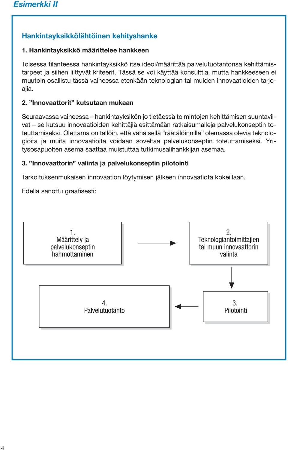 Tässä se voi käyttää konsulttia, mutta hankkeeseen ei muutoin osallistu tässä vaiheessa etenkään teknologian tai muiden innovaatioiden tarjoajia. 2.