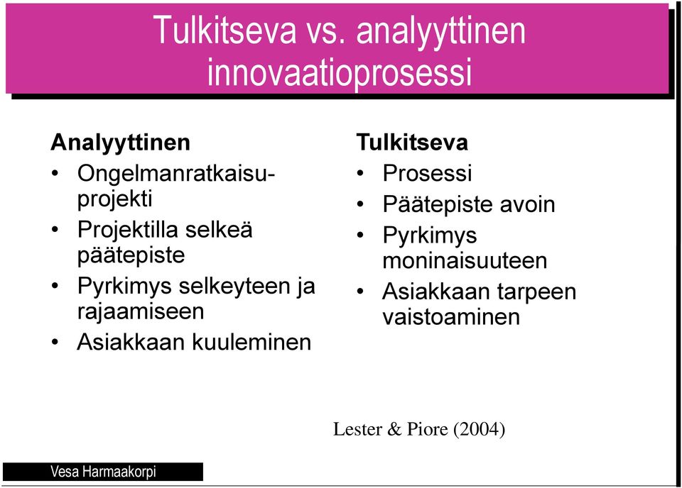 Projektilla selkeä päätepiste Pyrkimys selkeyteen ja rajaamiseen