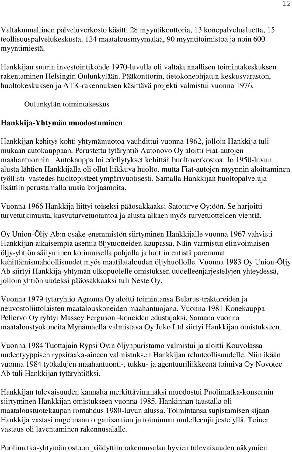 Pääkonttorin, tietokoneohjatun keskusvaraston, huoltokeskuksen ja ATK-rakennuksen käsittävä projekti valmistui vuonna 1976.