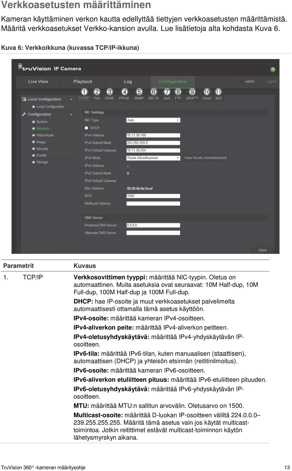 Muita asetuksia ovat seuraavat: 10M Half-dup, 10M Full-dup, 100M Half-dup ja 100M Full-dup. DHCP: hae IP-osoite ja muut verkkoasetukset palvelimelta automaattisesti ottamalla tämä asetus käyttöön.