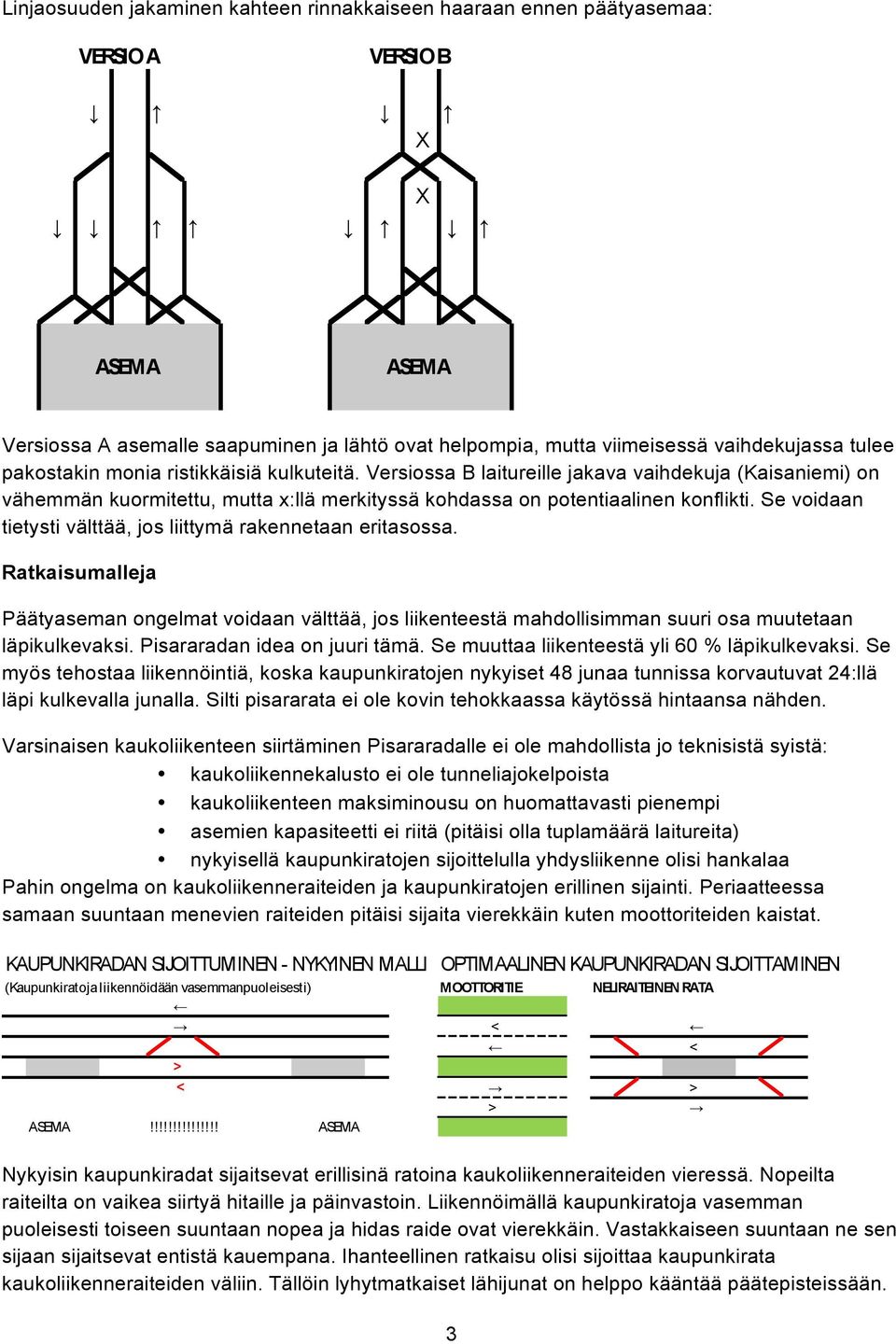 Se voidaan tietysti välttää, jos liittymä rakennetaan eritasossa. Ratkaisumalleja Päätyaseman ongelmat voidaan välttää, jos liikenteestä mahdollisimman suuri osa muutetaan läpikulkevaksi.