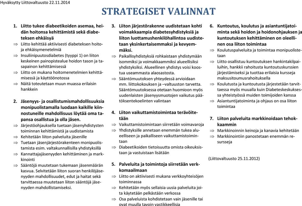 liiton keskeinen painopistealue hoidon tason ja tasapainon kehittämisessä Liitto on mukana hoitomenetelmien kehittämisessä ja käyttöönotossa Näitä toteutetaan muun muassa erilaisin hankkein 2.