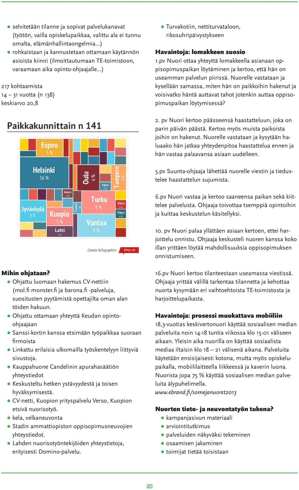 nettiturvataloon, rikosuhripäivystykseen Havaintoja: lomakkeen suosio 1.pv Nuori ottaa yhteyttä lomakkeella asianaan oppisopimuspaikan löytäminen ja kertoo, että hän on useamman palvelun piirissä.