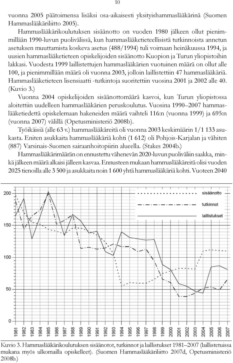 (488/1994) tuli voimaan heinäkuussa 1994, ja uusien hammaslääketieteen opiskelijoiden sisäänotto Kuopion ja Turun yliopistoihin lakkasi.
