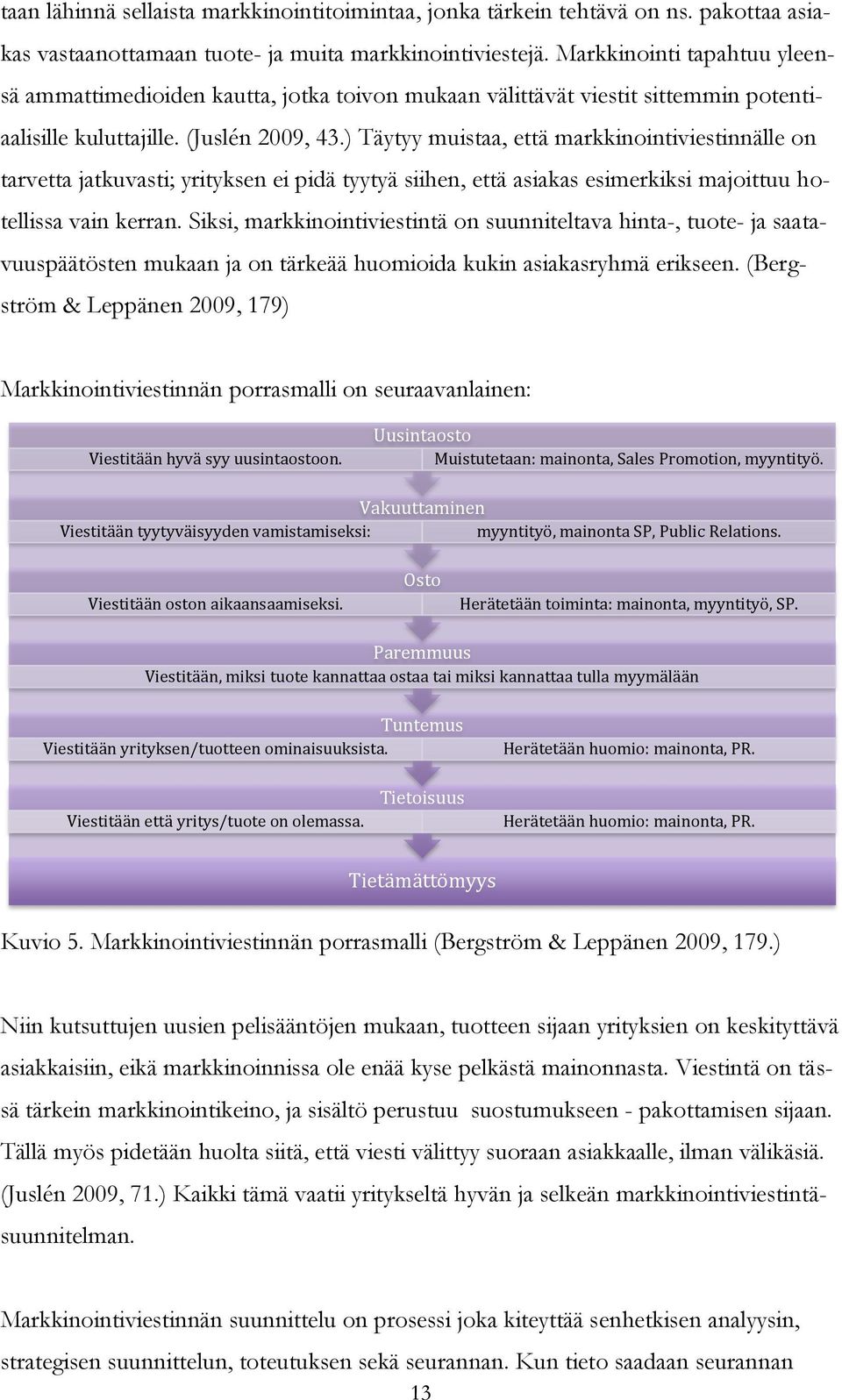 ) Täytyy muistaa, että markkinointiviestinnälle on tarvetta jatkuvasti; yrityksen ei pidä tyytyä siihen, että asiakas esimerkiksi majoittuu hotellissa vain kerran.