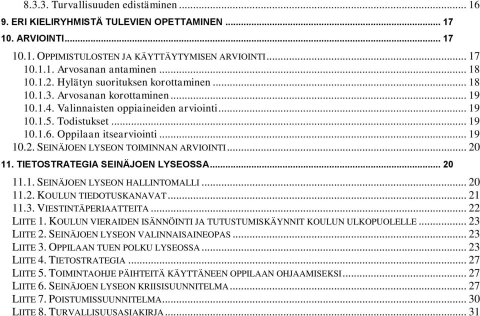 .. 20 11. TIETOSTRATEGIA SEINÄJOEN LYSEOSSA... 20 11.1. SEINÄJOEN LYSEON HALLINTOMALLI... 20 11.2. KOULUN TIEDOTUSKANAVAT... 21 11.3. VIESTINTÄPERIAATTEITA... 22 LIITE 1.