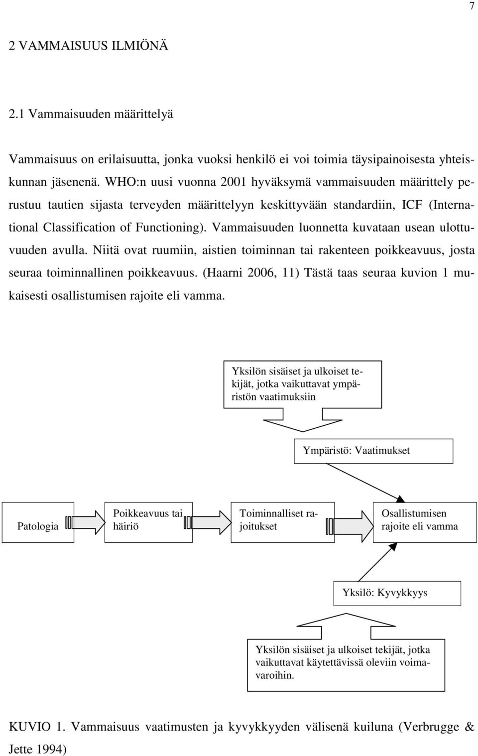 Vammaisuuden luonnetta kuvataan usean ulottuvuuden avulla. Niitä ovat ruumiin, aistien toiminnan tai rakenteen poikkeavuus, josta seuraa toiminnallinen poikkeavuus.