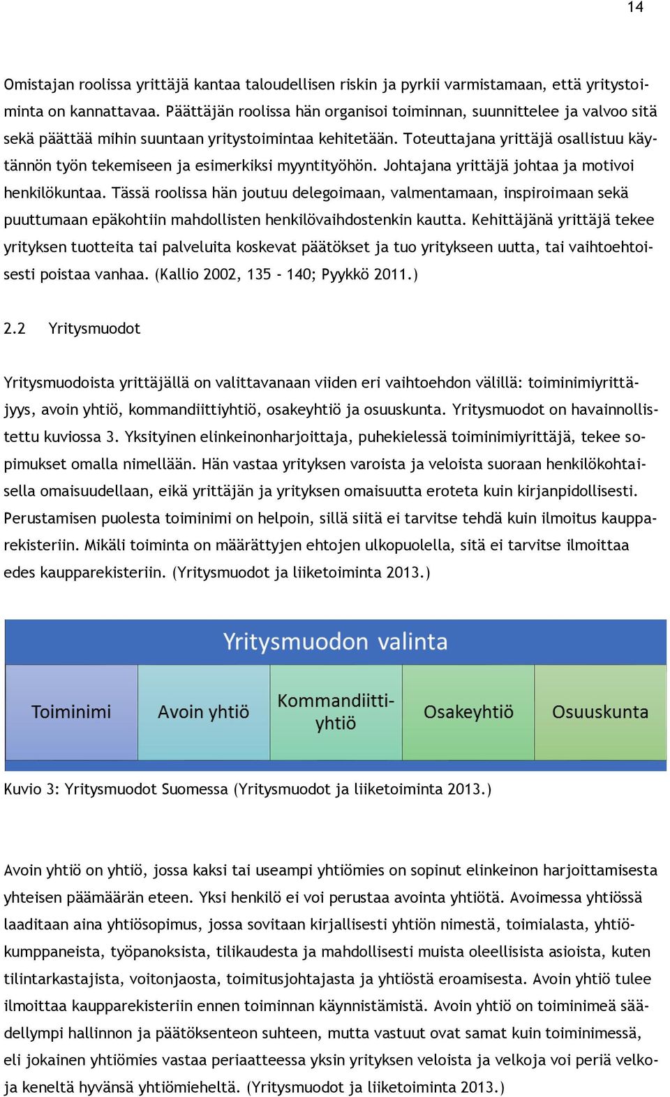 Toteuttajana yrittäjä osallistuu käytännön työn tekemiseen ja esimerkiksi myyntityöhön. Johtajana yrittäjä johtaa ja motivoi henkilökuntaa.