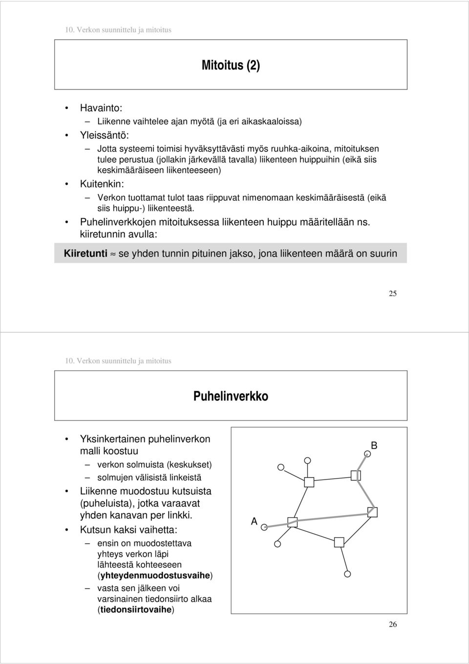 Puhelinverkkojen mitoituksessa liikenteen huippu määritellään ns.