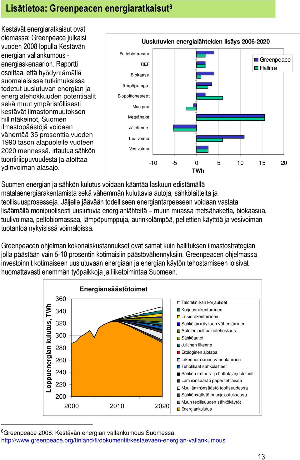 Suomen ilmastopäästöjä voidaan vähentää 35 prosenttia vuoden 1990 tason alapuolelle vuoteen 2020 mennessä, irtautua sähkön tuontiriippuvuudesta ja aloittaa ydinvoiman alasajo.