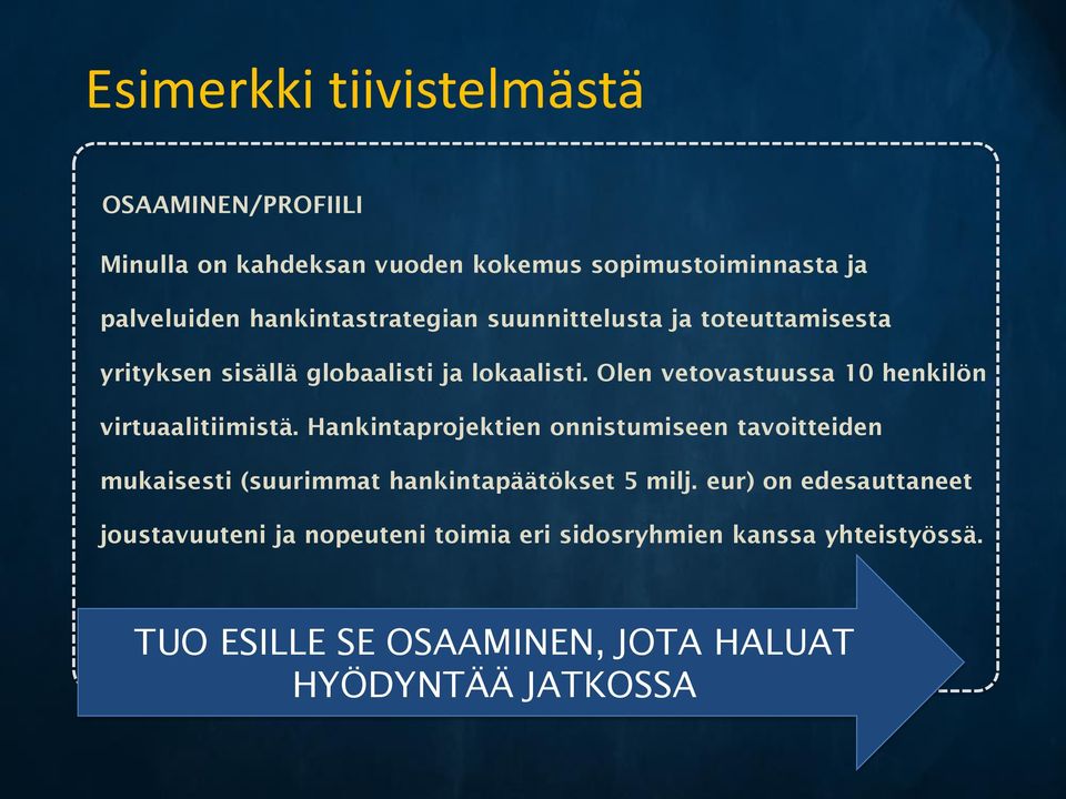 Olen vetovastuussa 10 henkilön virtuaalitiimistä.