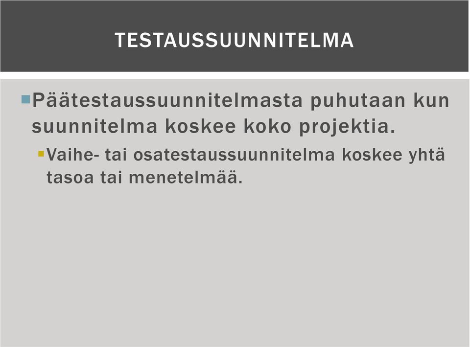 suunnitelma koskee koko projektia.