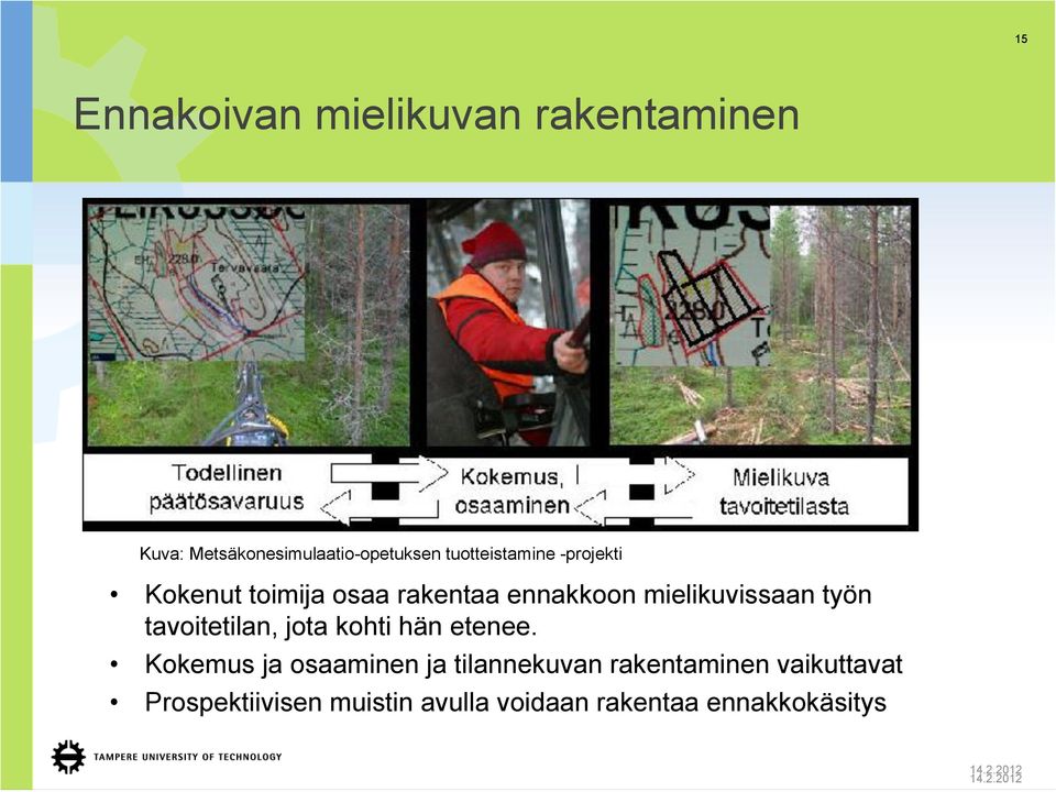 työn tavoitetilan, jota kohti hän etenee.