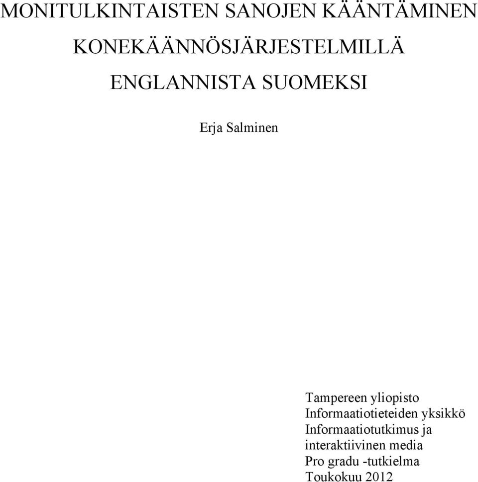 Salminen Tampereen yliopisto Informaatiotieteiden