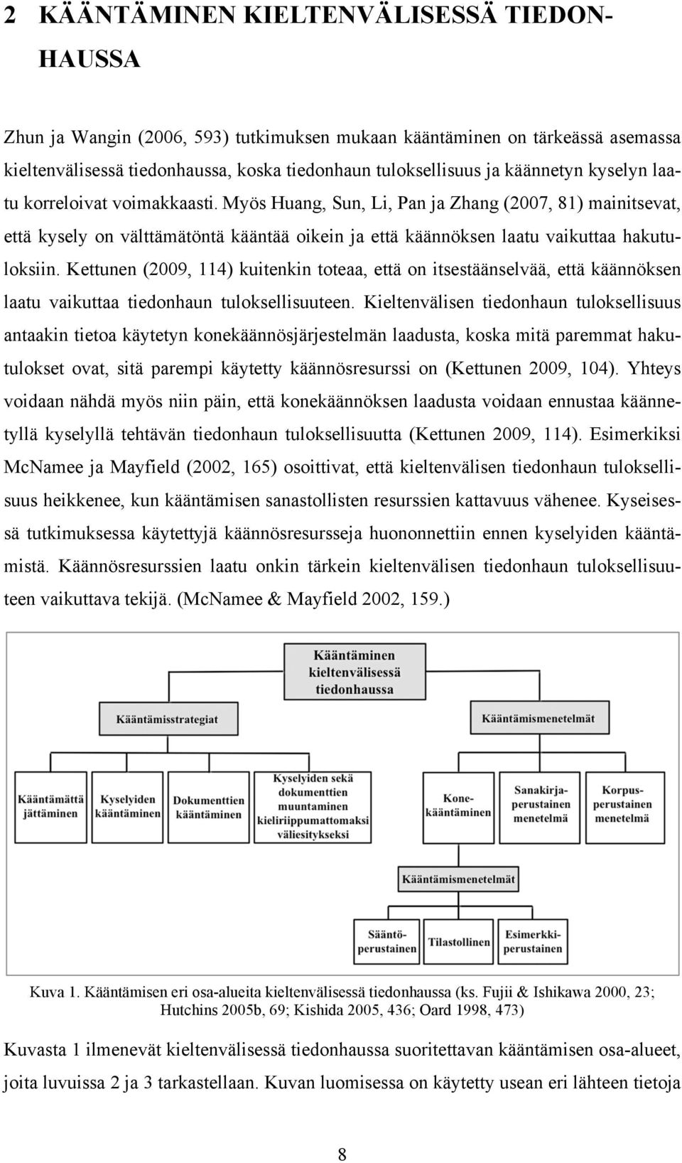 Myös Huang, Sun, Li, Pan ja Zhang (2007, 81) mainitsevat, että kysely on välttämätöntä kääntää oikein ja että käännöksen laatu vaikuttaa hakutuloksiin.