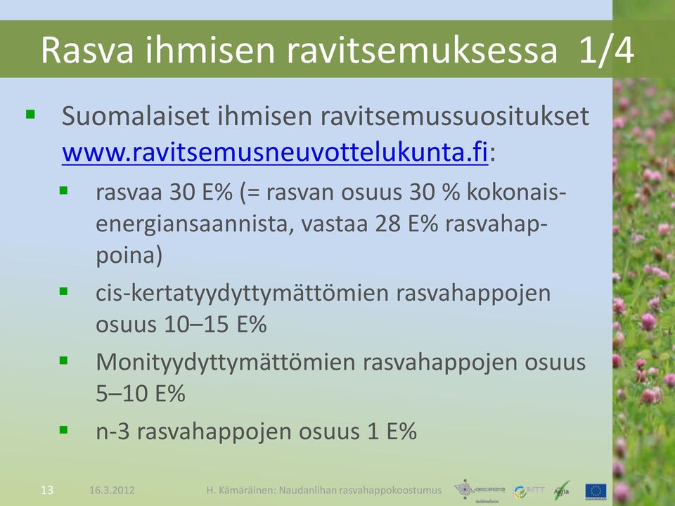 fi: rasvaa 30 E% (= rasvan osuus 30 % kokonaisenergiansaannista, vastaa 28 E%