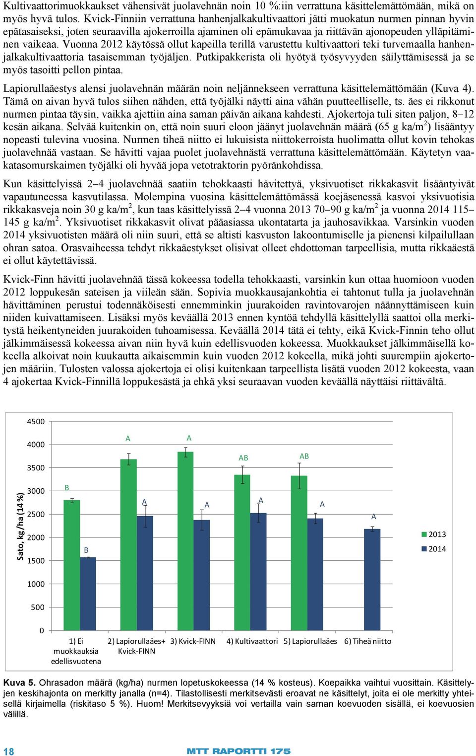 vaikeaa. Vuonna 2012 käytössä ollut kapeilla terillä varustettu kultivaattori teki turvemaalla hanhenjalkakultivaattoria tasaisemman työjäljen.
