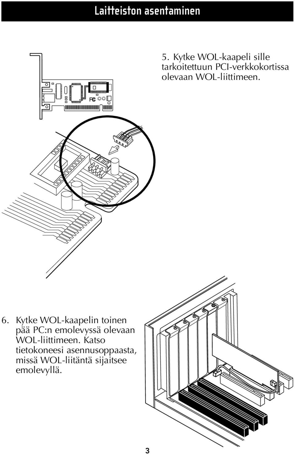 WOL-liittimeen. 6.