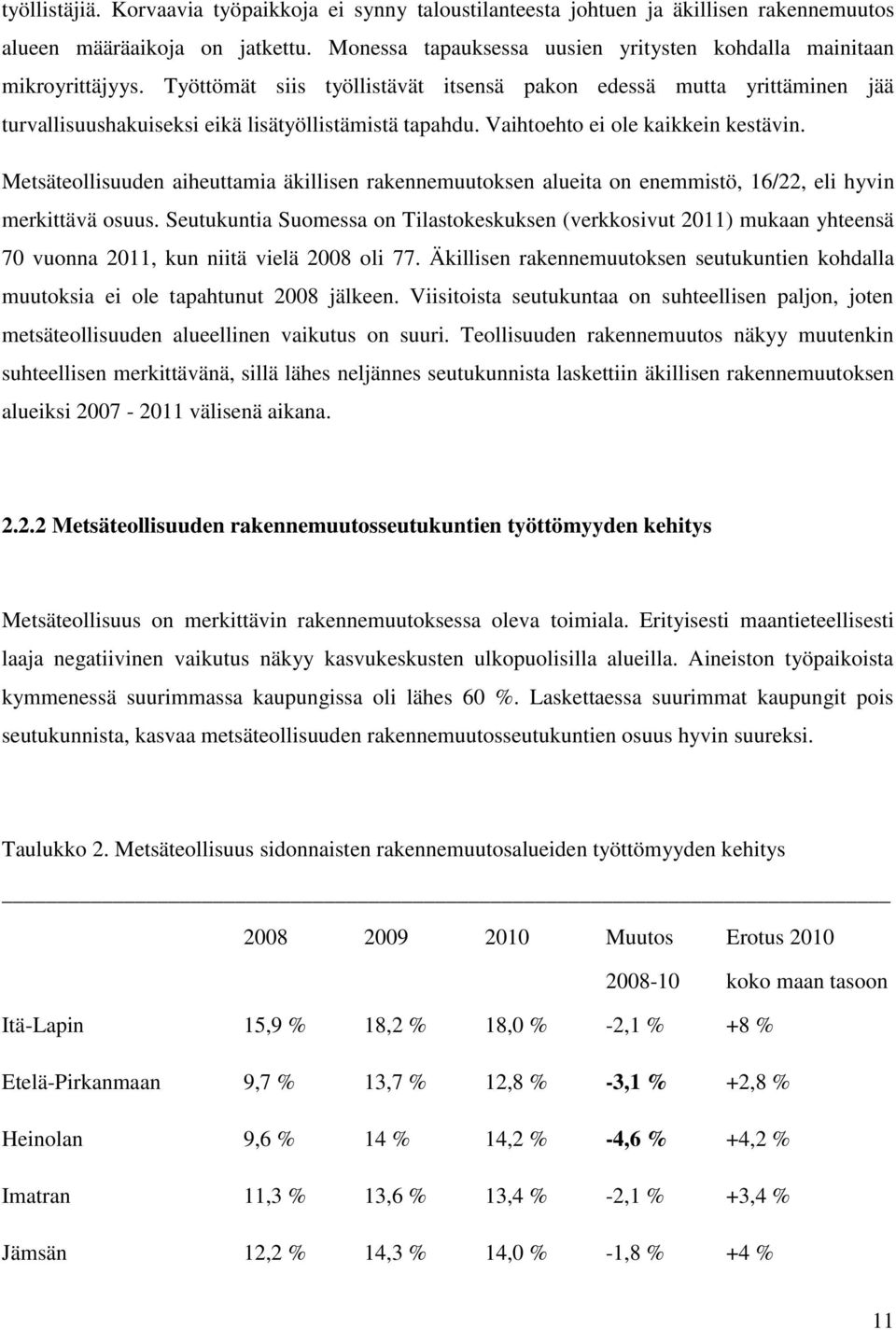 Vaihtoehto ei ole kaikkein kestävin. Metsäteollisuuden aiheuttamia äkillisen rakennemuutoksen alueita on enemmistö, 16/22, eli hyvin merkittävä osuus.