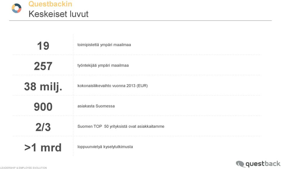 kokonaisliikevaihto vuonna 2013 (EUR) 900 asiakasta Suomessa