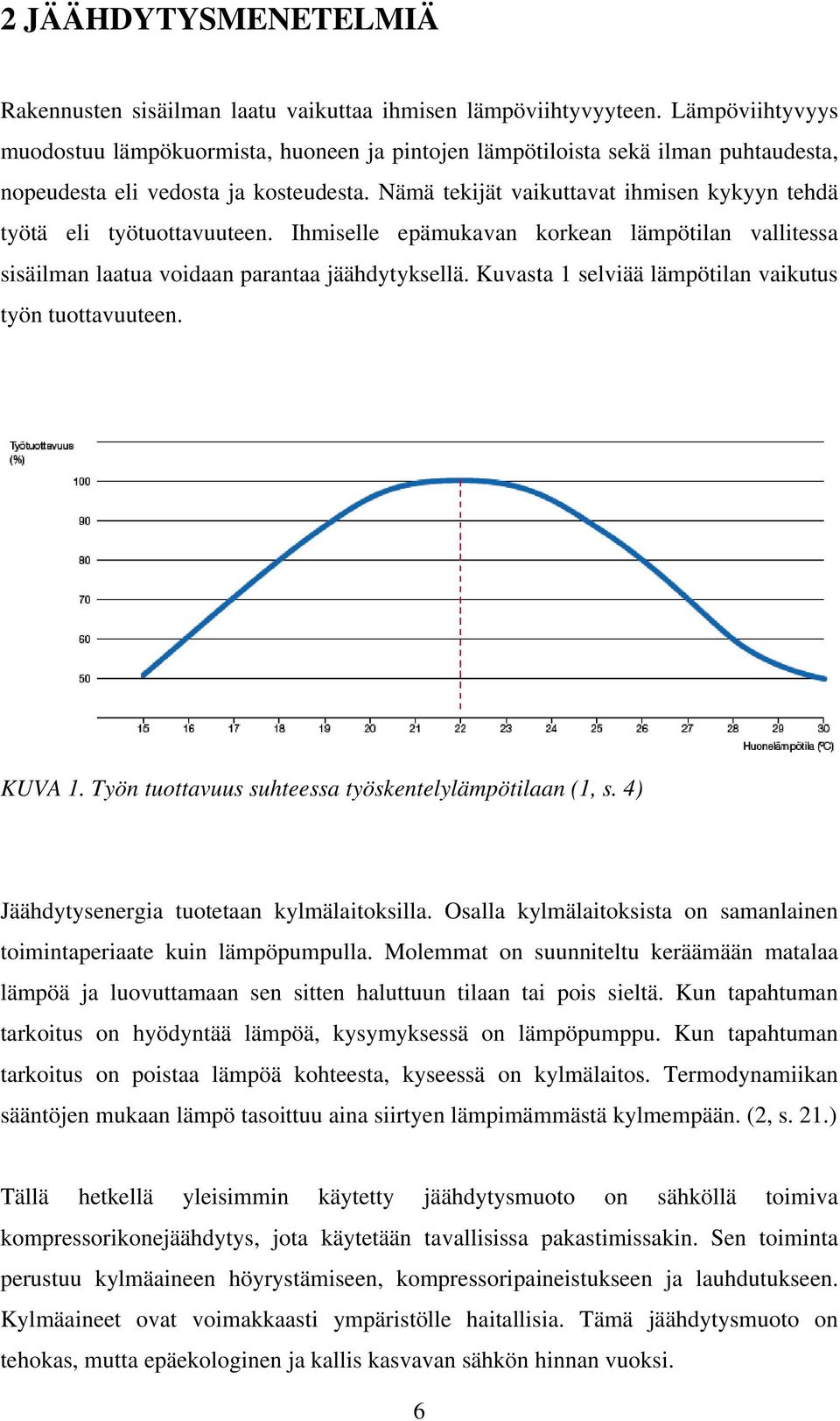 Nämä tekijät vaikuttavat ihmisen kykyyn tehdä työtä eli työtuottavuuteen. Ihmiselle epämukavan korkean lämpötilan vallitessa sisäilman laatua voidaan parantaa jäähdytyksellä.