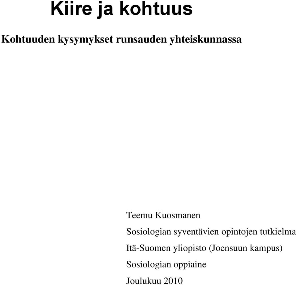 syventävien opintojen tutkielma Itä-Suomen