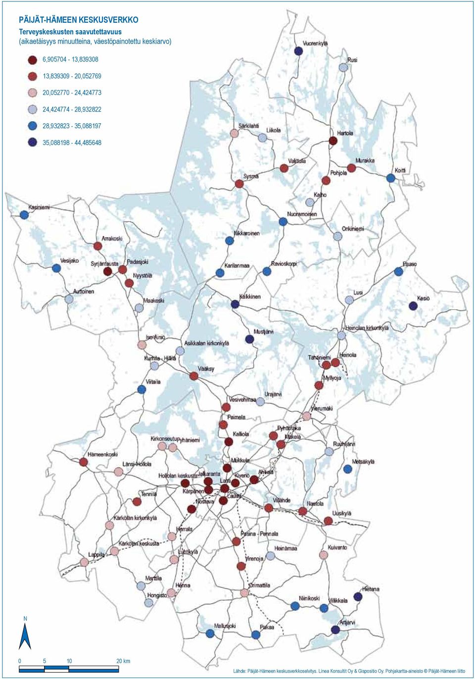 24,424774-28,932822 28,932823-35,088197 35,088198-44,485648 N 0 5 10 20 km 18 Lähde: