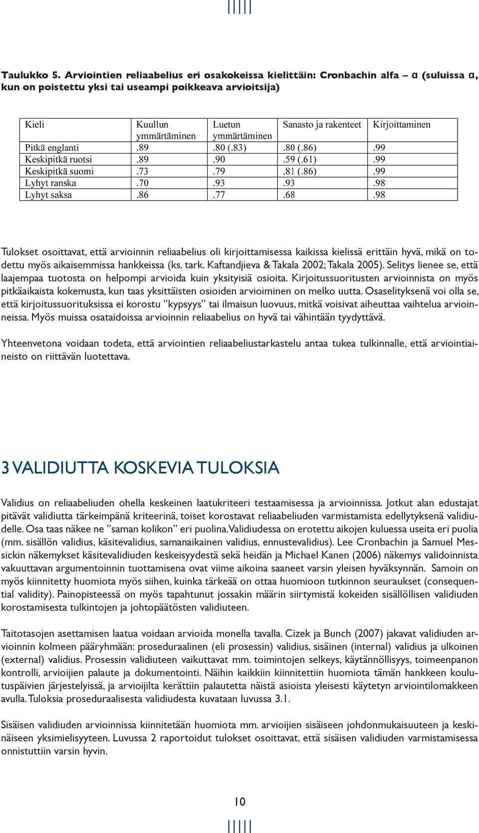 kirjoittamisessa kaikissa kielissä erittäin hyvä, mikä on todettu myös aikaisemmissa hankkeissa (ks. tark. Kaftandjieva & Takala 2002; Takala 2005).