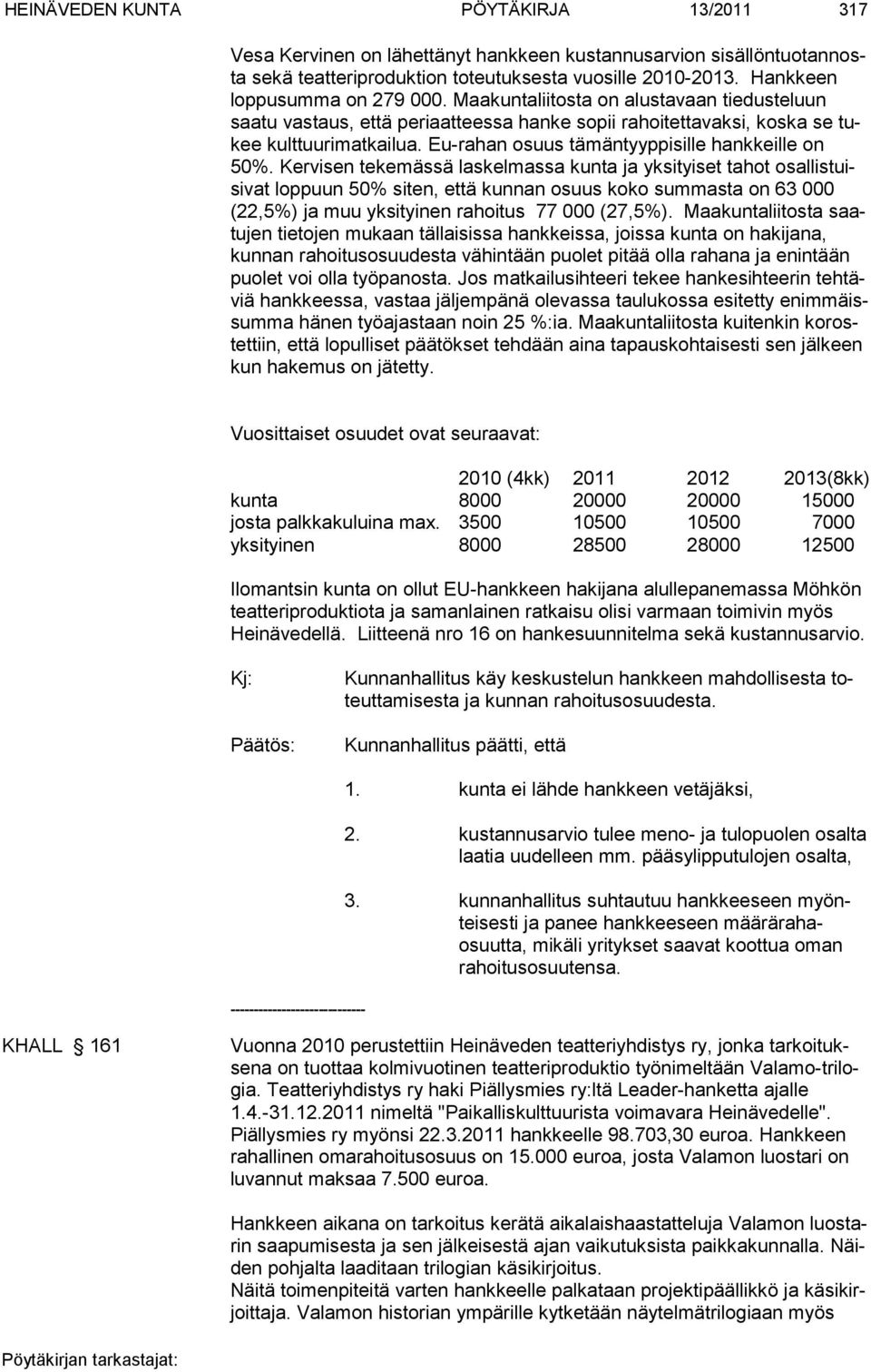 Eu-rahan osuus tämäntyyppisille hankkeille on 50%.