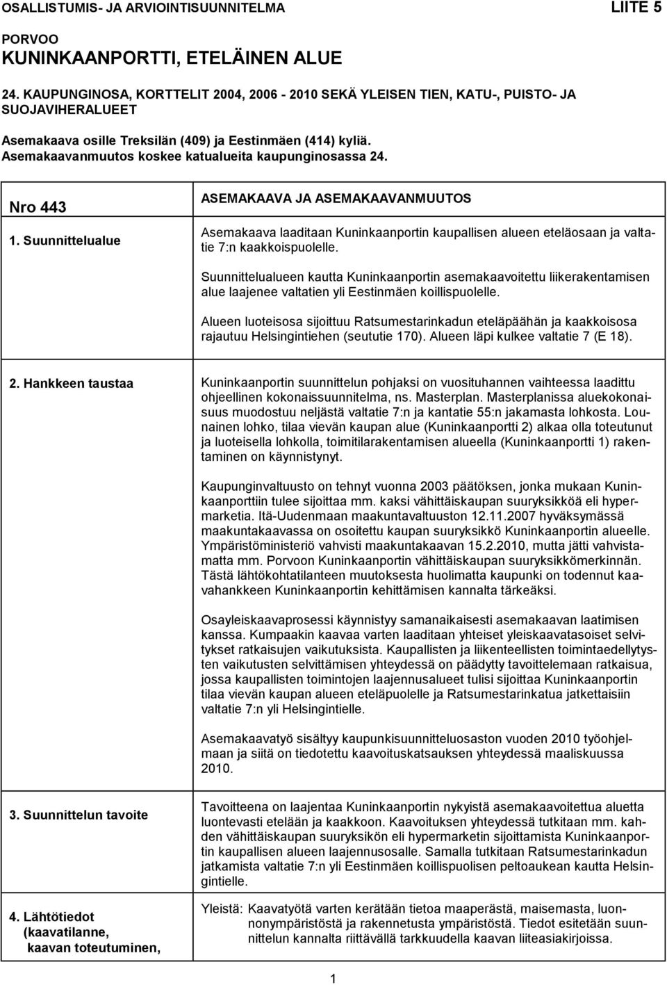 Asemakaavanmuutos koskee katualueita kaupunginosassa 24. Nro 443 1.