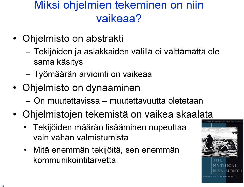 arviointi on vaikeaa Ohjelmisto on dynaaminen On muutettavissa muutettavuutta oletetaan Ohjelmistojen