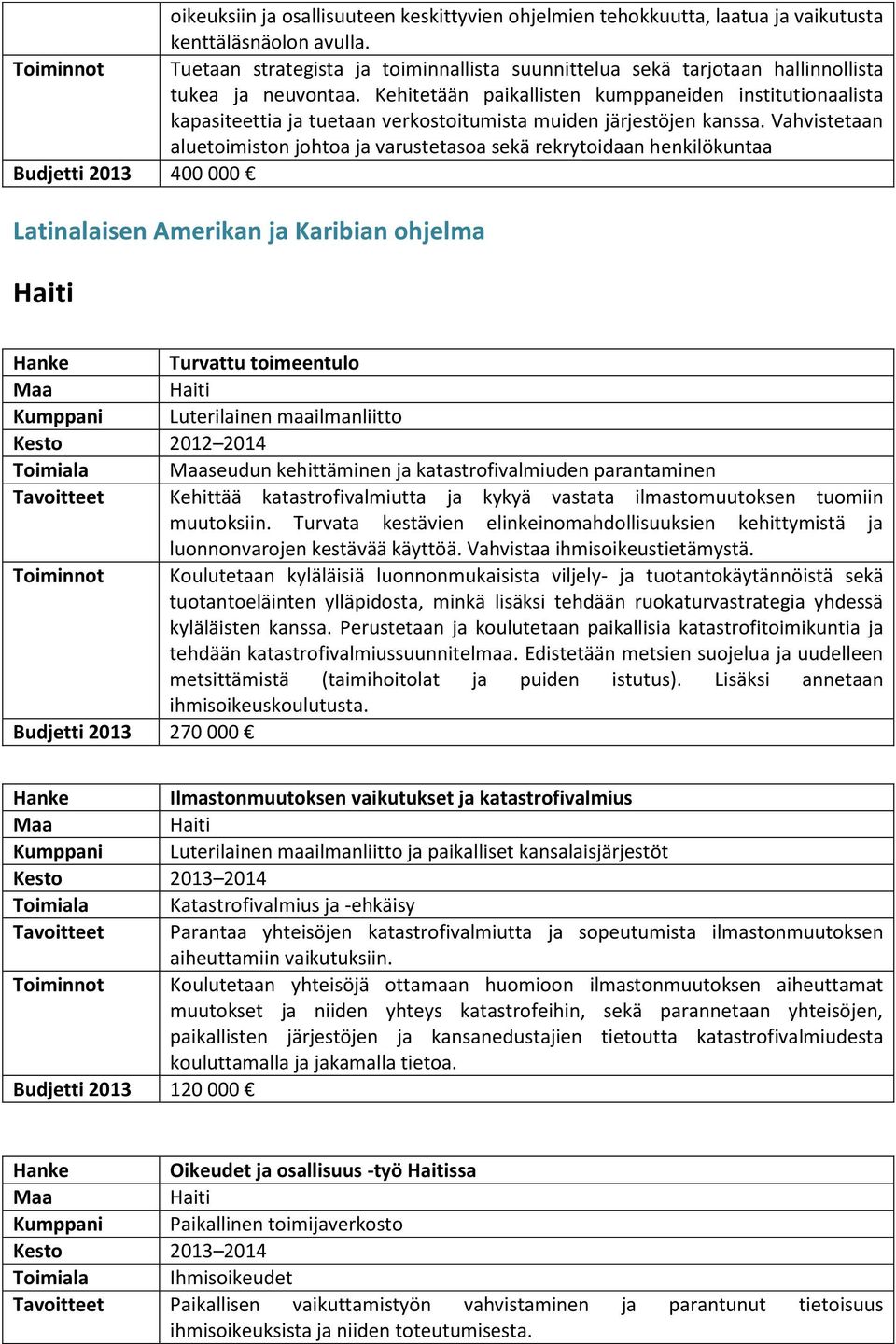 Kehitetään paikallisten kumppaneiden institutionaalista kapasiteettia ja tuetaan verkostoitumista muiden järjestöjen kanssa.