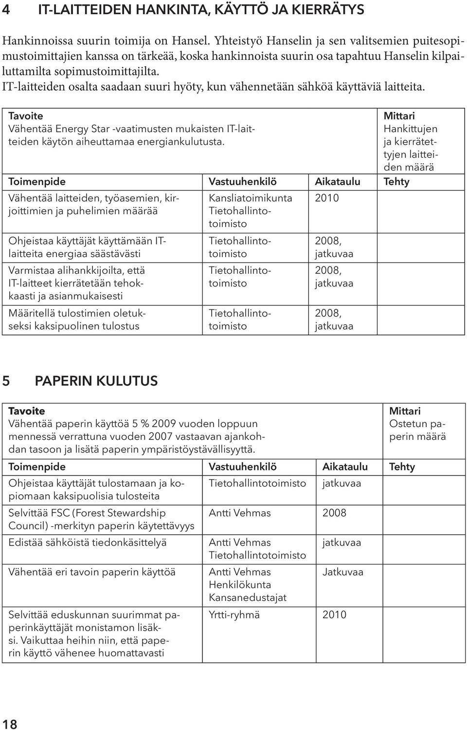 IT-laitteiden osalta saadaan suuri hyöty, kun vähennetään sähköä käyttäviä laitteita. Tavoite Vähentää Energy Star vaatimusten mukaisten IT-laitteiden käytön aiheuttamaa energiankulutusta.